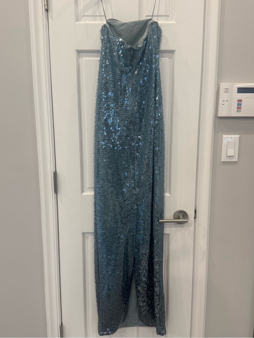SIMKHAI Leilani Blue Sequin Strapless Gown - Picture 4 of 6